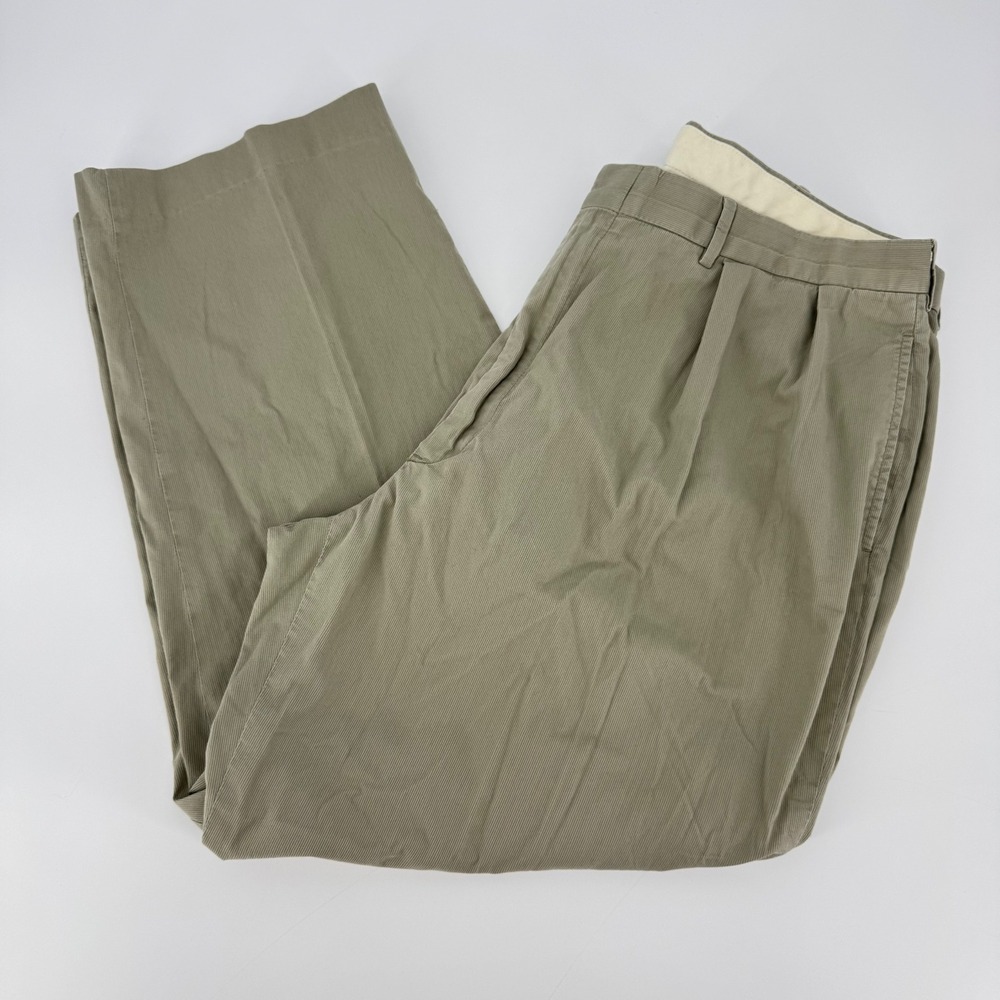 Vintage Polo Ralph Lauren Pleated‎ Chino Pants 40x30 Khaki Cotton Y2K Prep Style